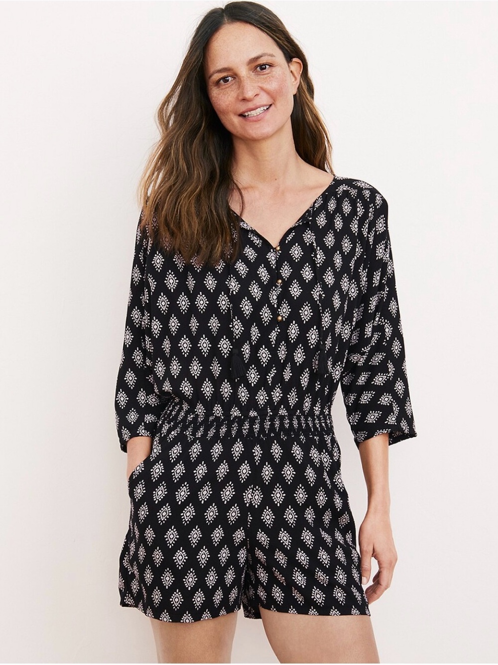 NWOT Garnet Hill Remi Draped Romper